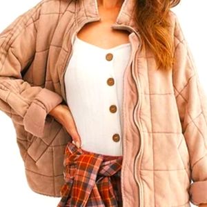 Free people Dolman quilted jacket champagne diamond xs